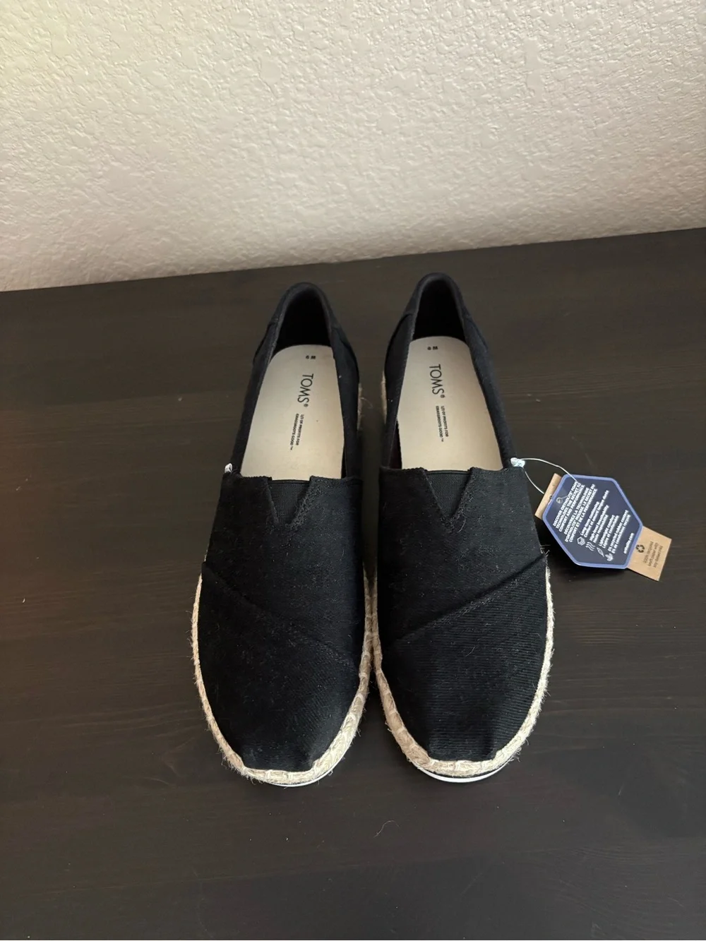 TOMS Womens Alpargata Platform Espadrille - Black NEW WITH TAGS